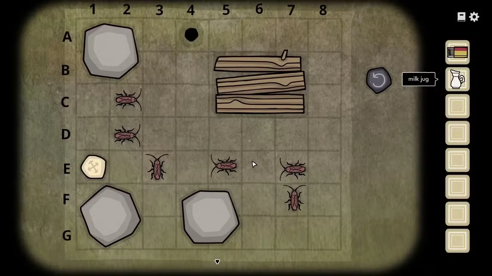 The cockroach puzzle in Servant of the Lake.