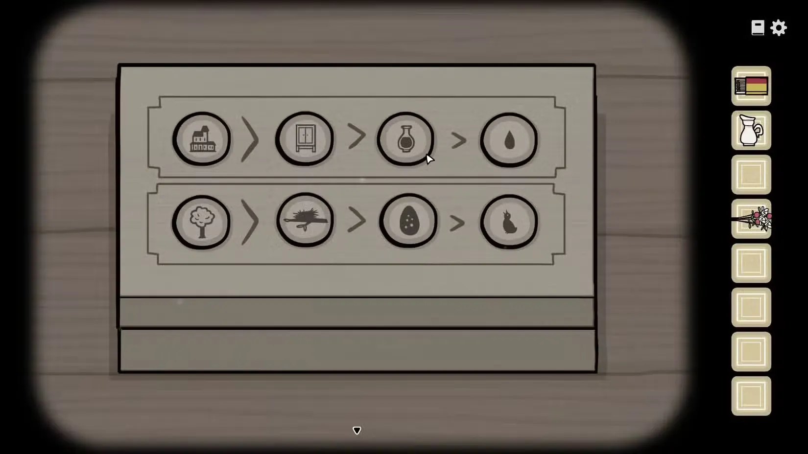 The stone tablets puzzle solution in Servant of the Lake.