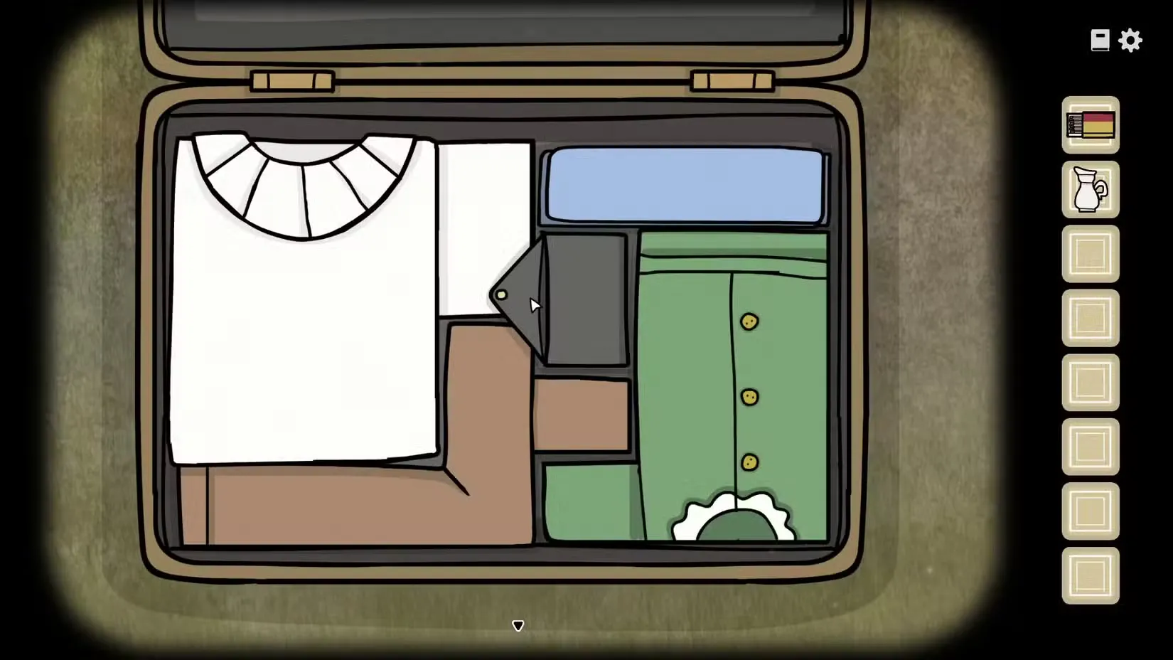 The suitcase puzzle solution in Servant of the Lake.