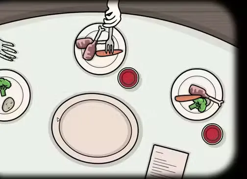 The main course puzzle solution in Servant of the Lake.